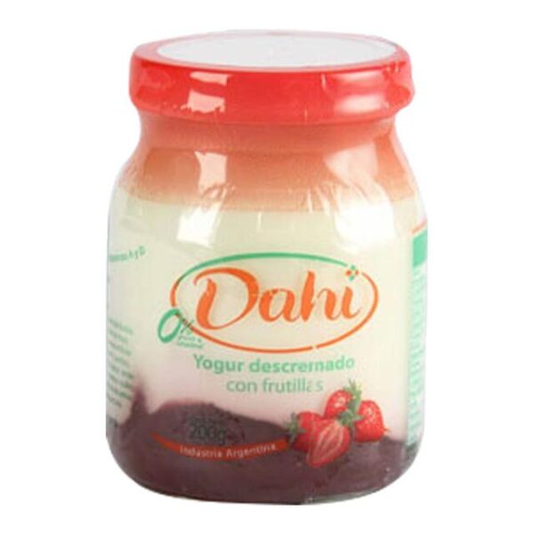 DAHI YOGURT DESCREMADO FRUTILLA CON FRUTA (VIDRIO)