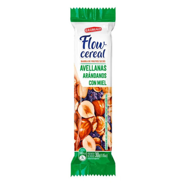 GEORGALOS FLOW BARRA DE CEREAL CON AVELLANA Y ARANDANOS CON MIEL