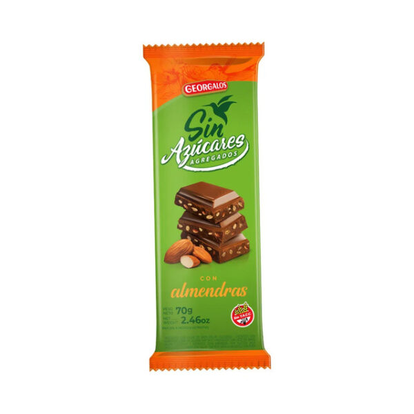 GEORGALOS CHOCOLATE CON ALMENDRAS SIN AZUCAR 70GR