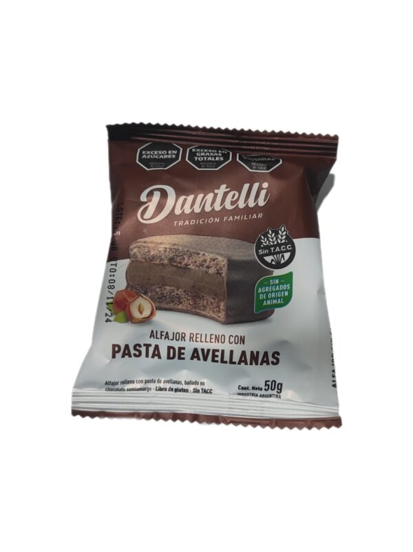 DANTELLI ALFAJOR CHOCOLATE RELLENO DE AVELLANA SIN TACC